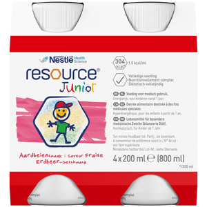 Суміш для спеціальних медичних цілей NESTLE (Нестле) Resource Junior (Ресурс Юніор) для дітей від 1 до 10 років зі смаком полуниці по 200 мл 4 флакона